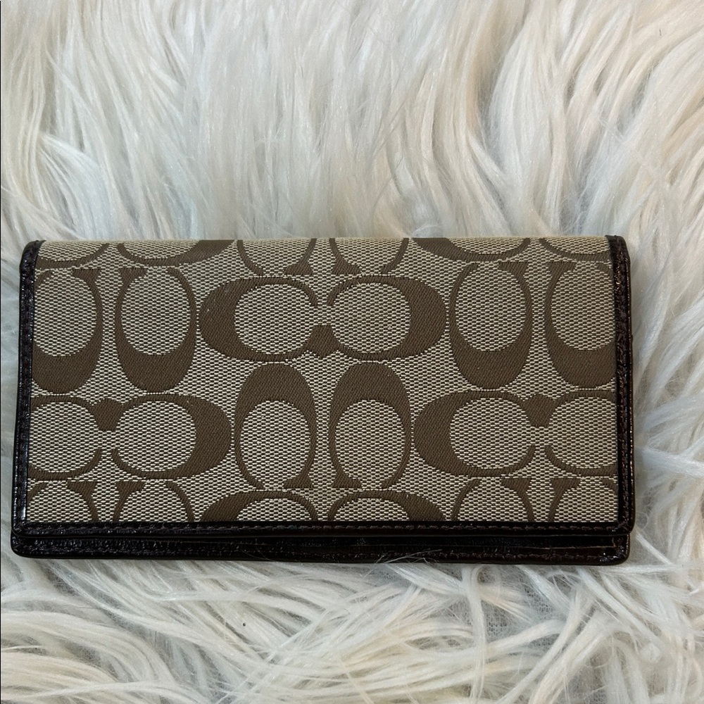 Coach Brown Signature Checkbook Cover